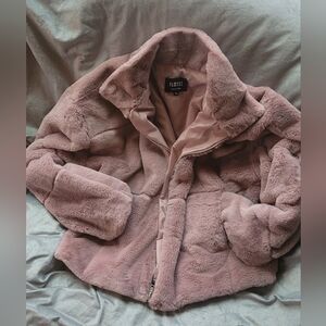 Almost Famous Soft Pink Faux Fur Puffer Jacket